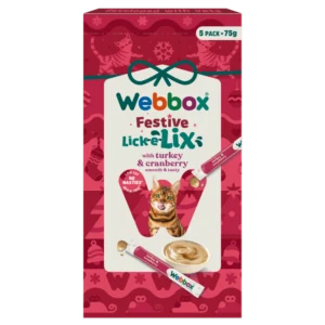 Webbox Christmas Lick-e-Lix Cat Treats - Turkey & Cranberry - 1 Pack (5 Sachets)