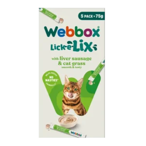 Webbox Lick-e-Lix Liver Sausage & Cat Grass Cat Treats 75g - 1 Pack (5 Sachets)