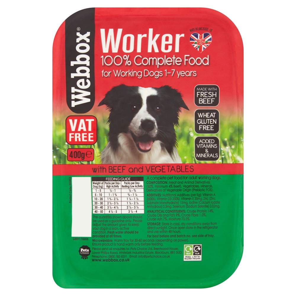 Webbox Working Dog Beef 400g Tray