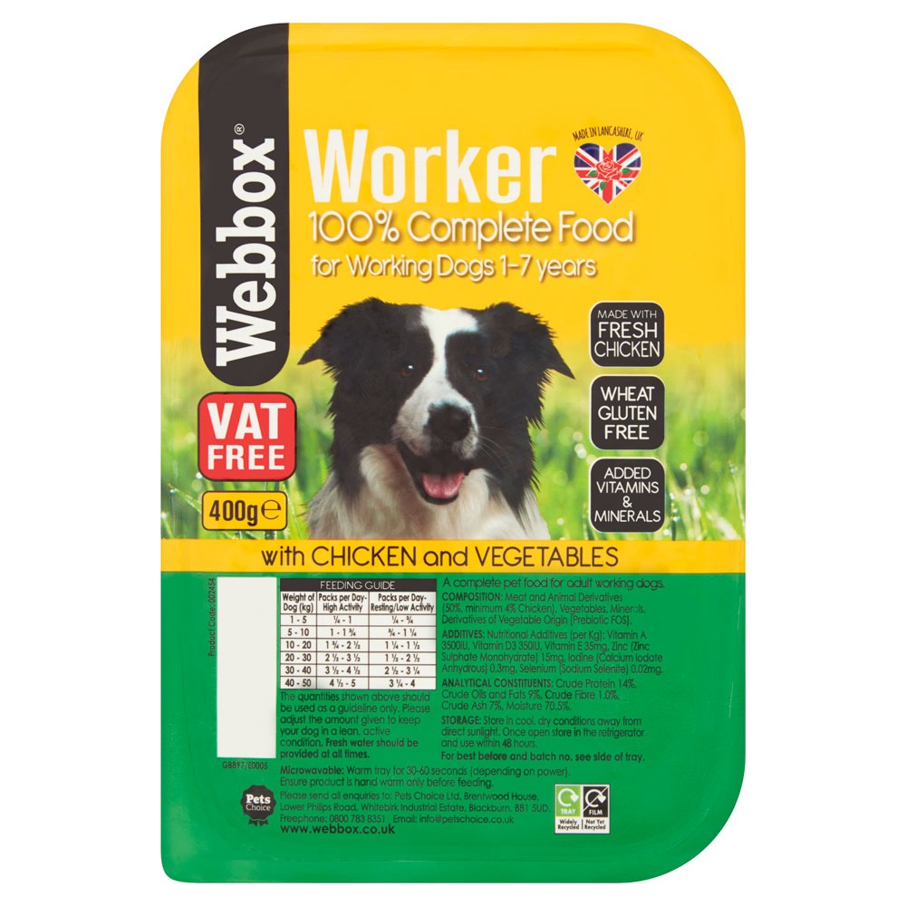 Webbox Working Dog Chicken 400g Tray