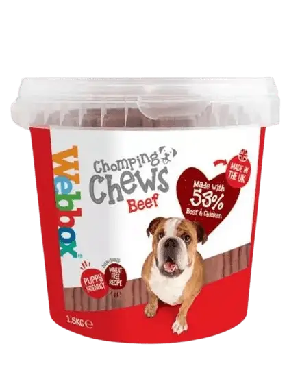 Webbox Chomping Chews Beef Tub Dog Treats