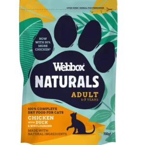 Webbox Naturals Adult Dry Cat Food Biscuits - Chicken and Duck 2kg - 4 Bags (4 x 2kg)