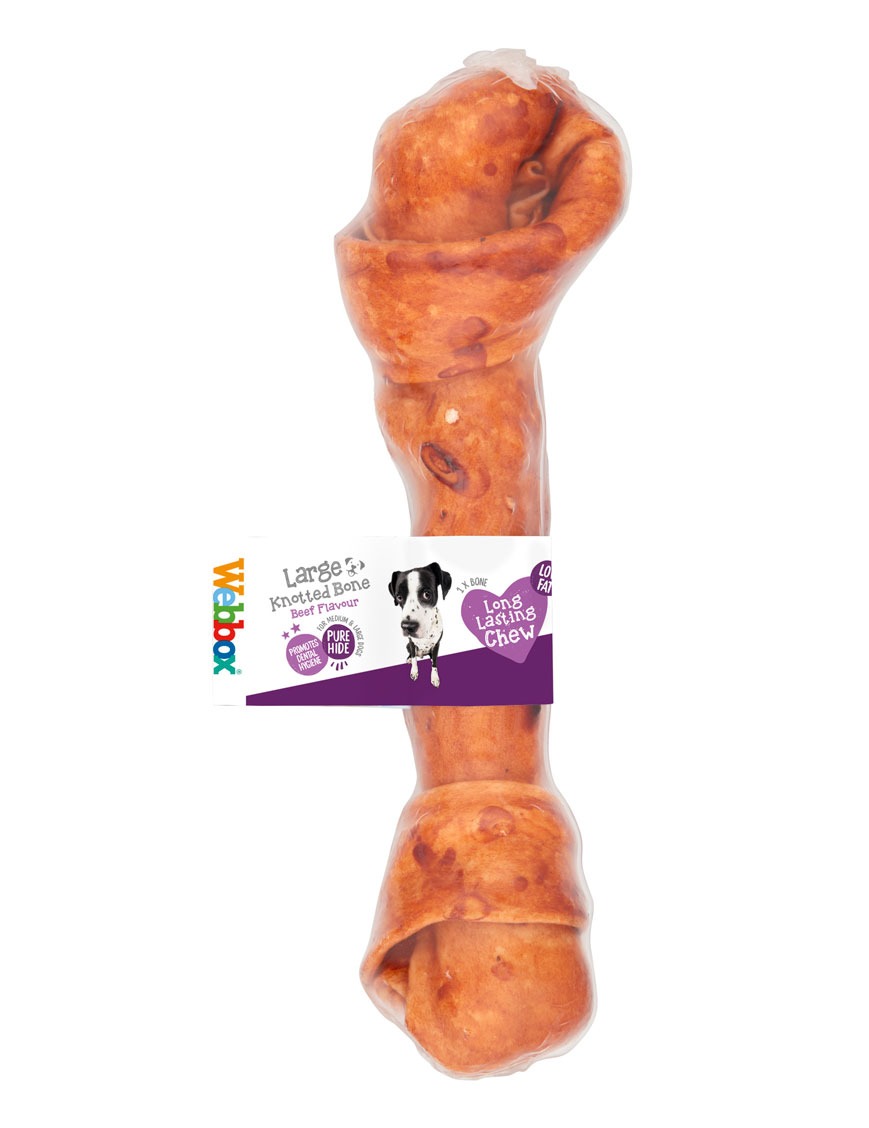 Webbox Hide  Beef Large Knotted Bone Dog Treats