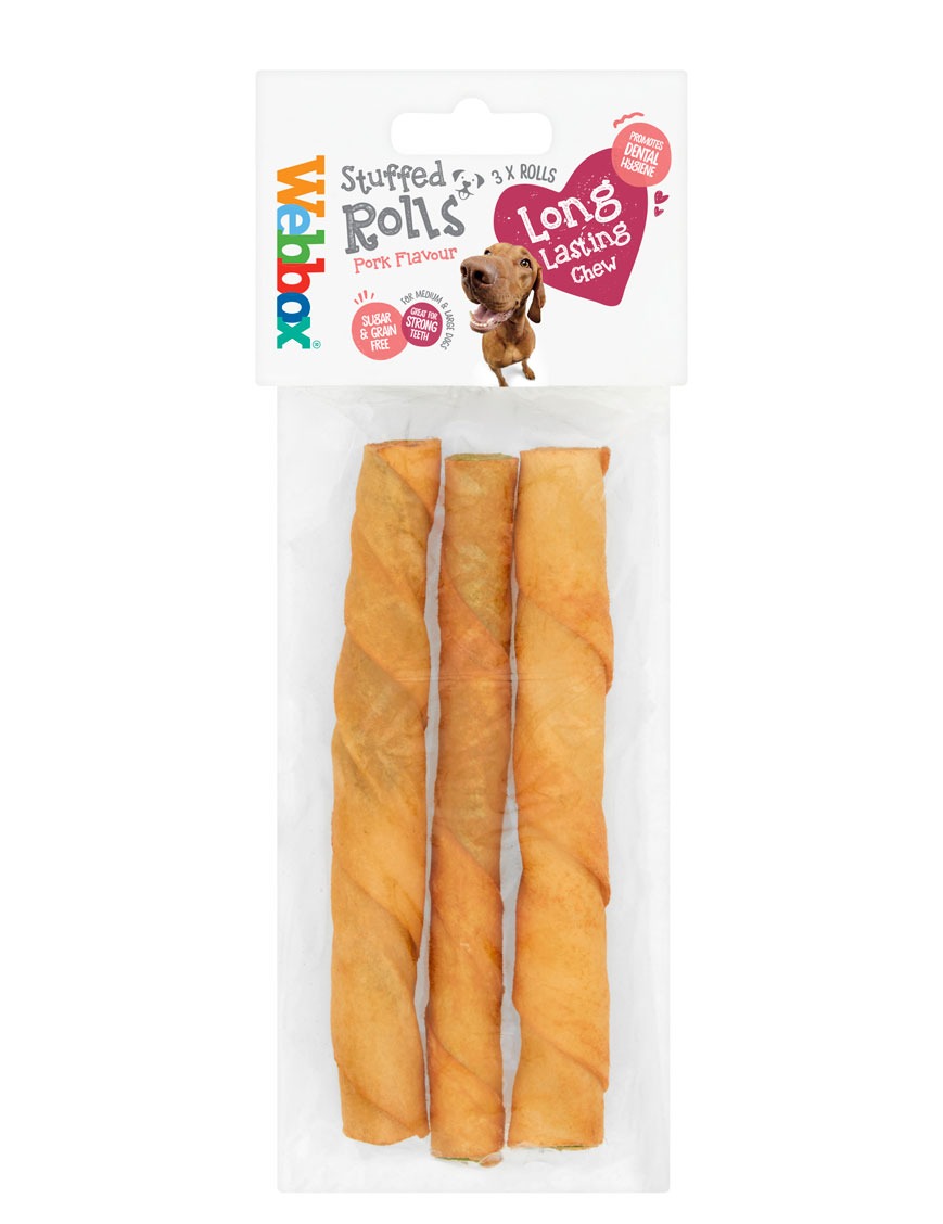 Webbox Hide Stuffed Pork Rolls Dog Treats