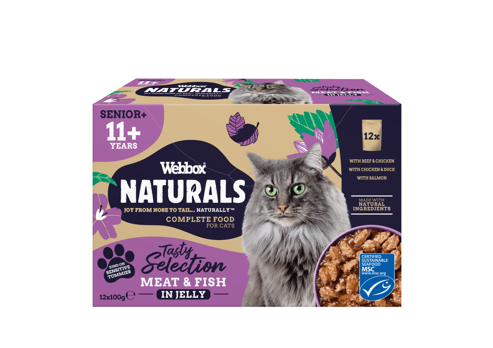 Webbox Naturals Senior 11+ Pouch Multipack in Jelly Wet Cat Food