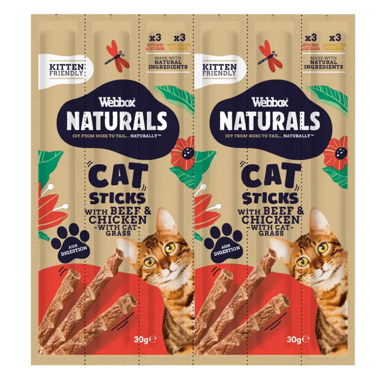 Webbox Naturals Cat Sticks with Beef and Cat Grass & Chicken with Cat Grass