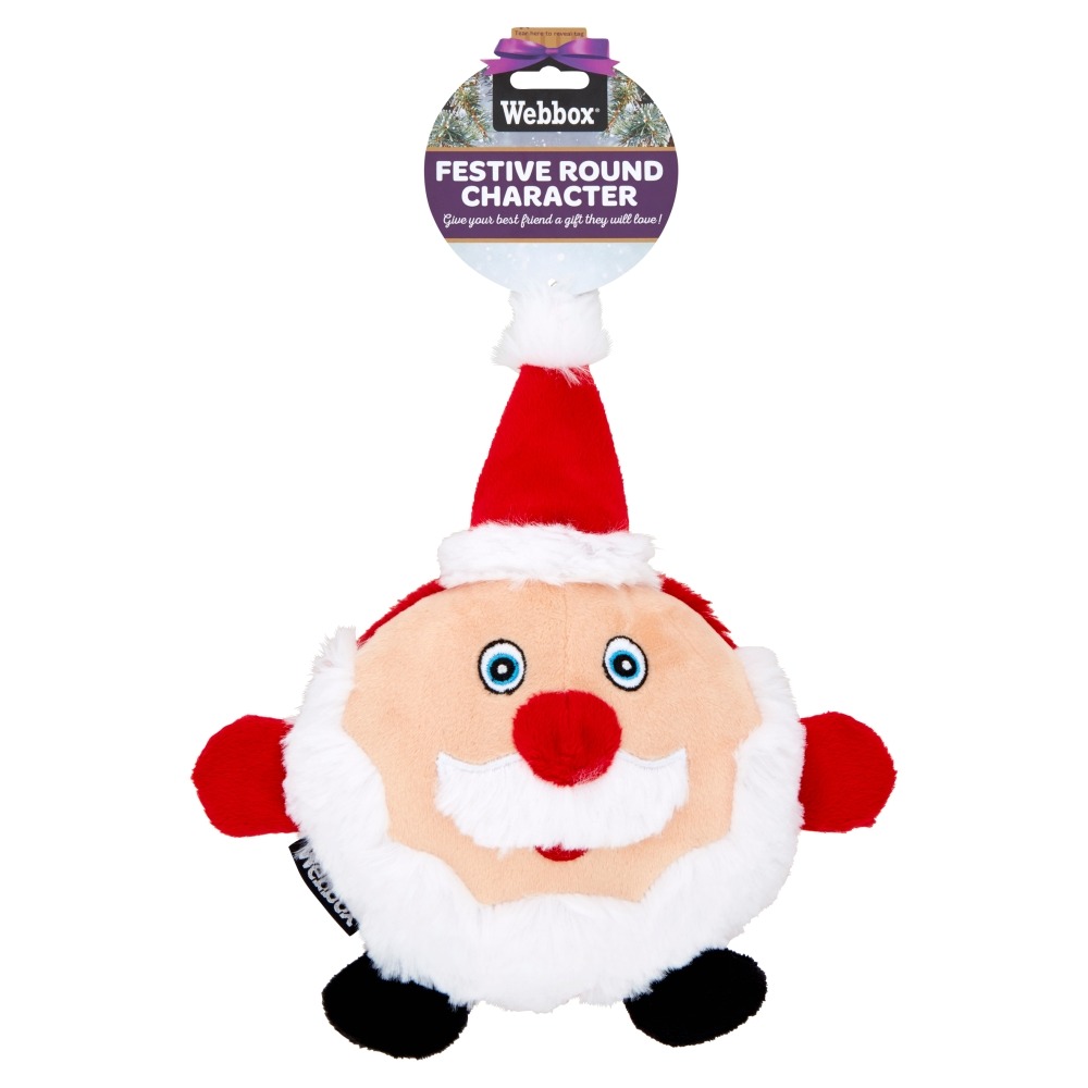 Webbox Christmas Squeaky Round Character Dog Toy