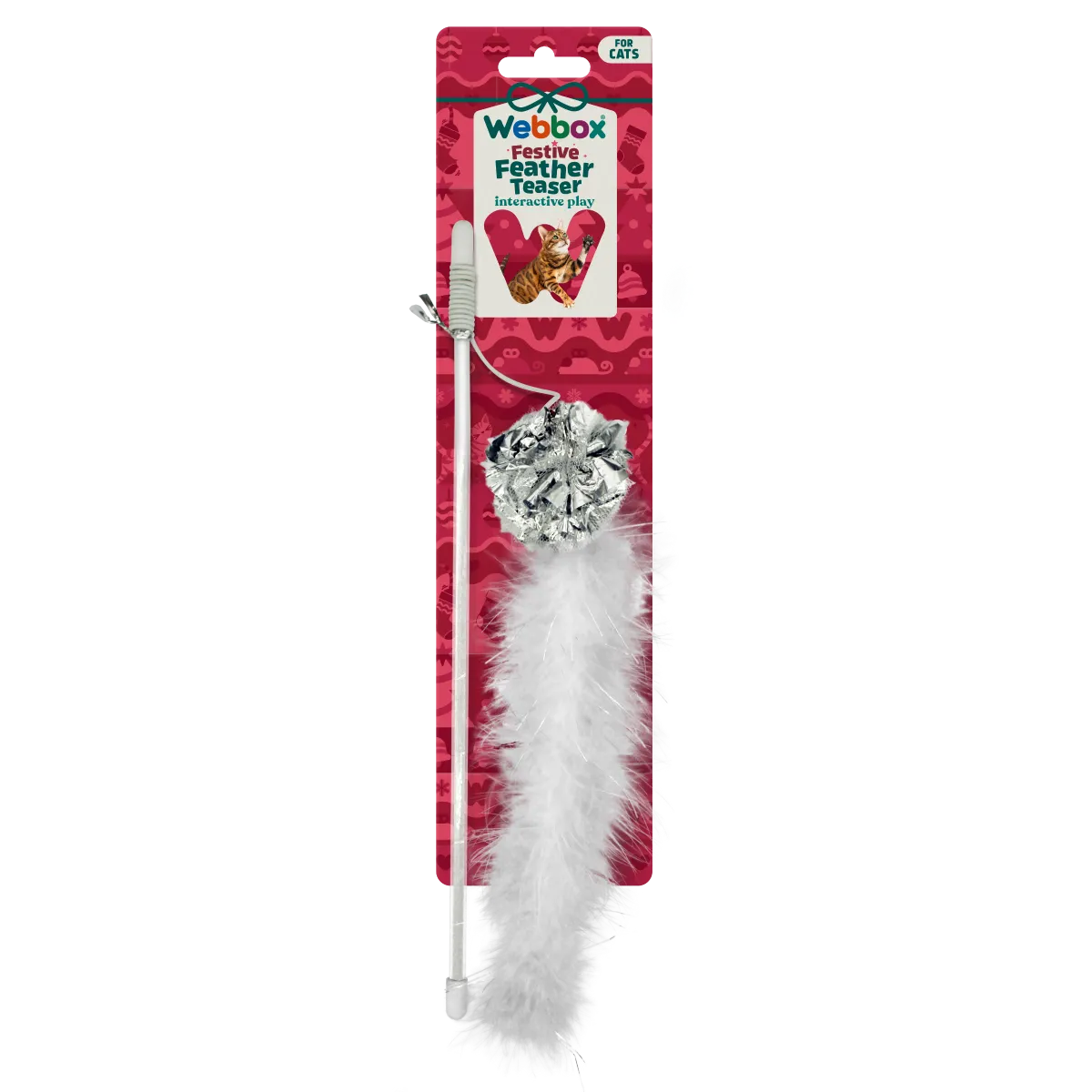 Webbox Festive Feather Teaser Wand Cat Toy