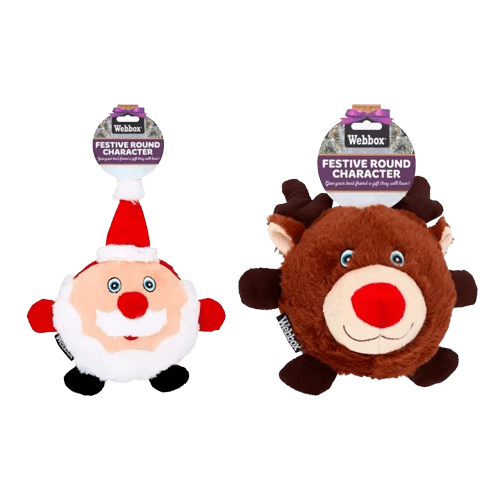 Webbox Christmas Squeaky Round Character Dog Toy