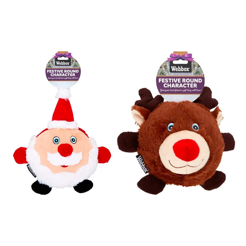 Webbox Christmas Squeaky Round Character Dog Toy