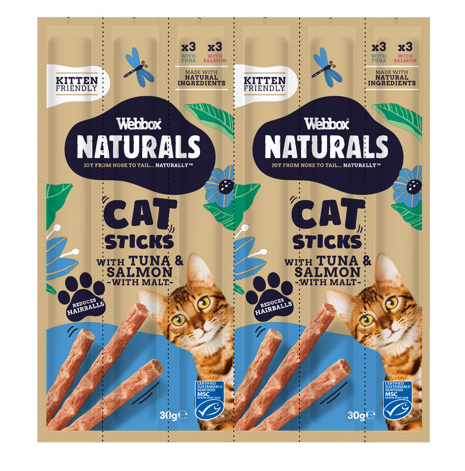 Webbox Naturals Cat Sticks with MSC Tuna/Malt and MSC Salmon/Malt