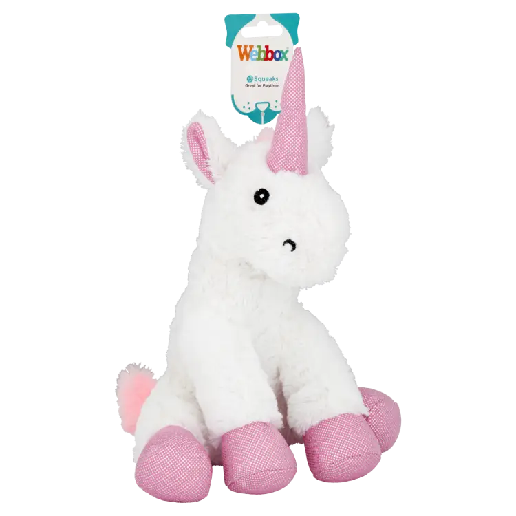 Webbox Plush Pink Unicorn Dog Toy