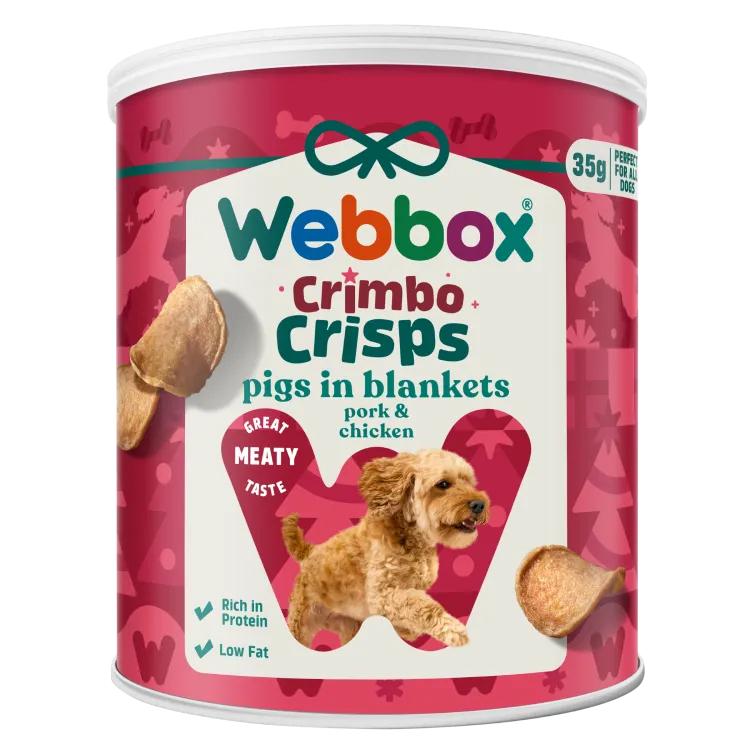 Webbox Christmas Snackies Pigs In Blankets Crisps Dog Treats 35g