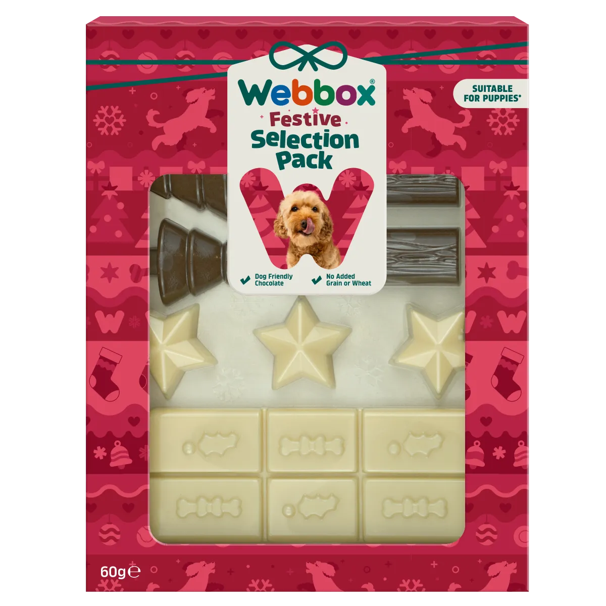 Webbox Christmas Chocolate Style Selection Pack for Dogs 60g