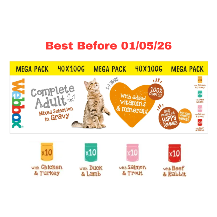 Webbox Cats Delight Pouch – Adult Mixed Selection in Gravy Wet Cat Food – Short Dated