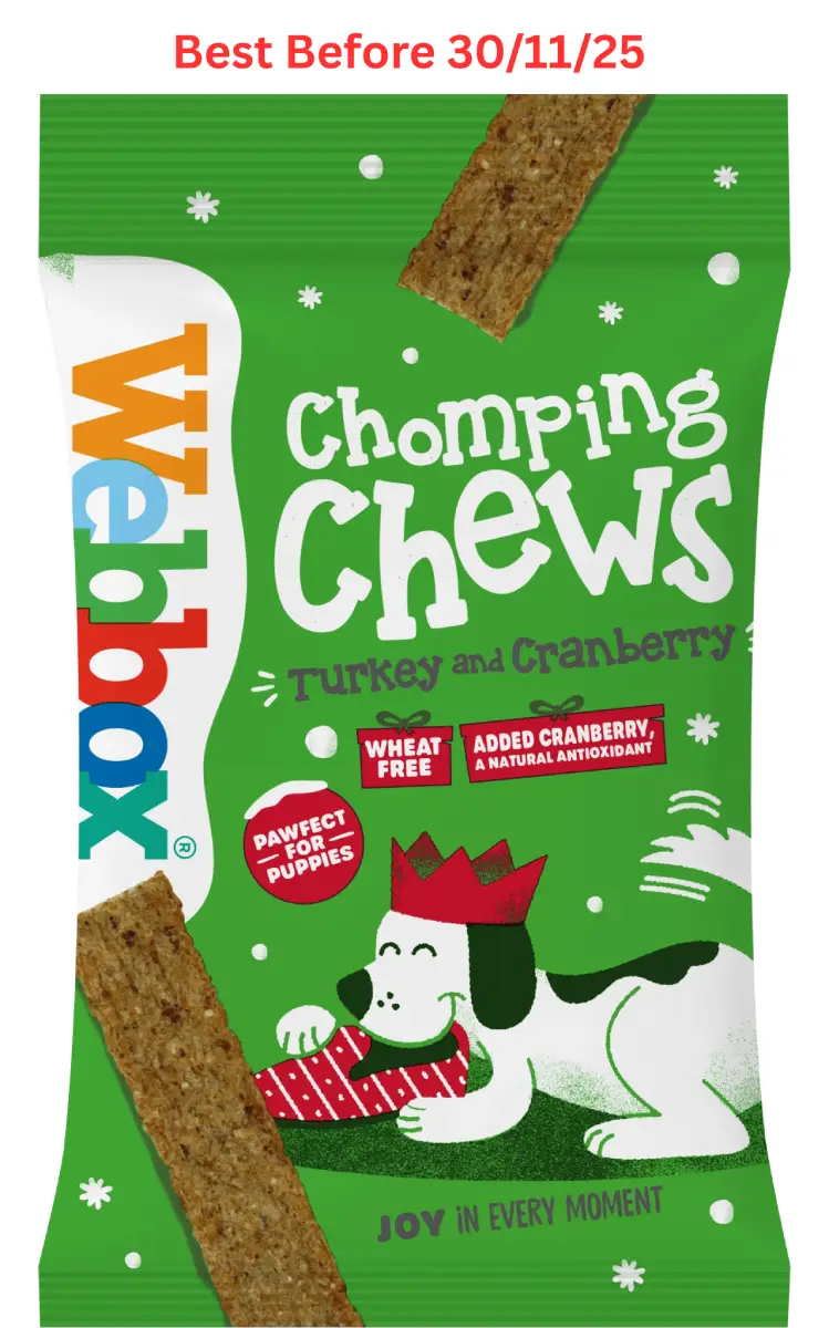 Webbox Festive Chomping Chews Turkey with Cranberry – Short Dated