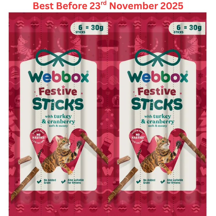 Webbox Christmas Tasty Cat Sticks – with Turkey and Cranberry – Short Dated