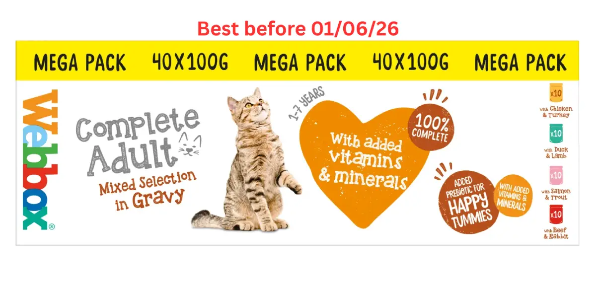 Webbox Cats Delight Pouch – Adult Mixed Selection in Gravy Wet Cat Food – Short Dated