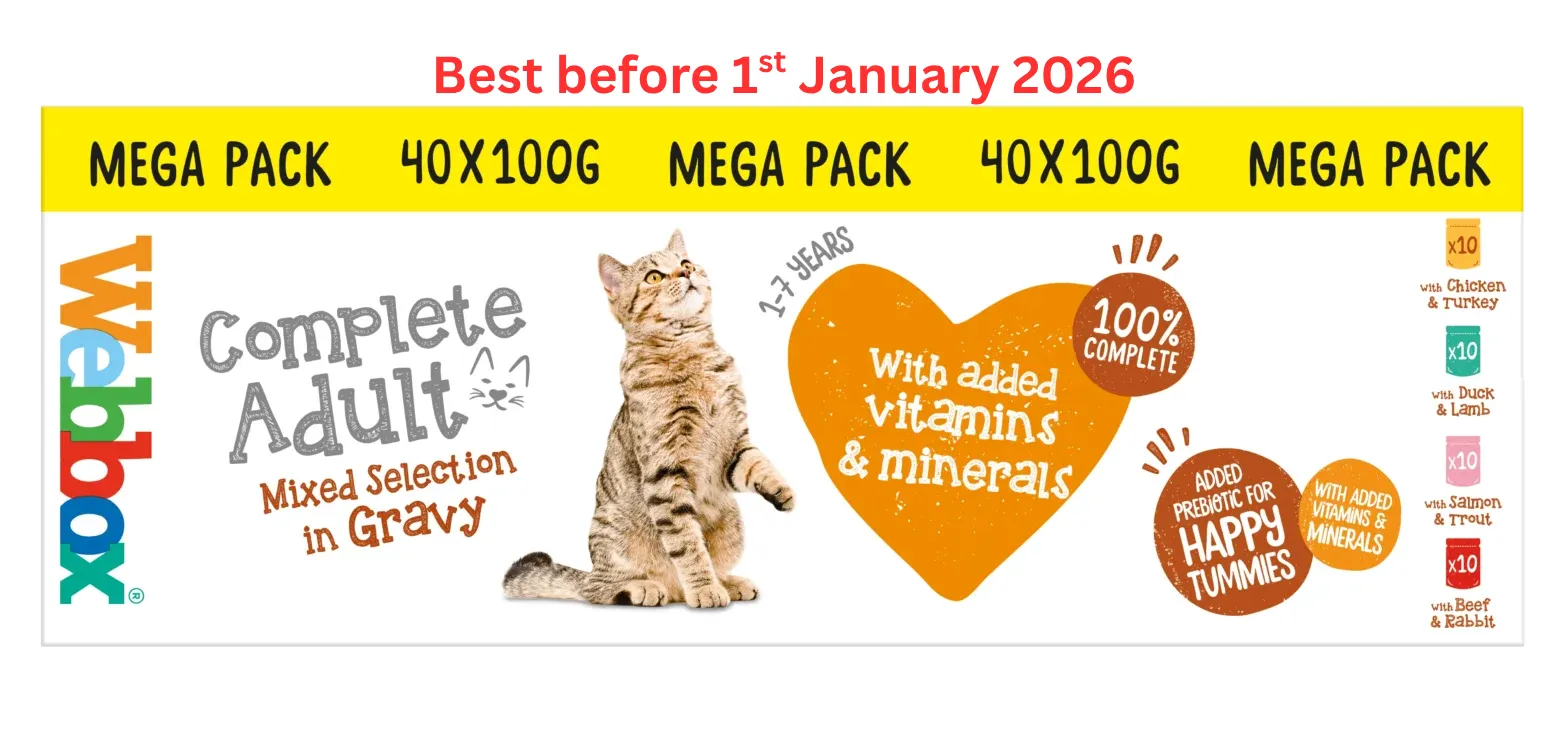 Webbox Cats Delight Pouch – Adult Mixed Selection in Gravy Wet Cat Food – Short Dated