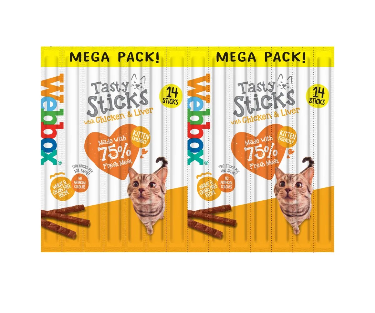 Webbox Tasty Sticks Chicken & Liver Cat Treats – Mega Pack