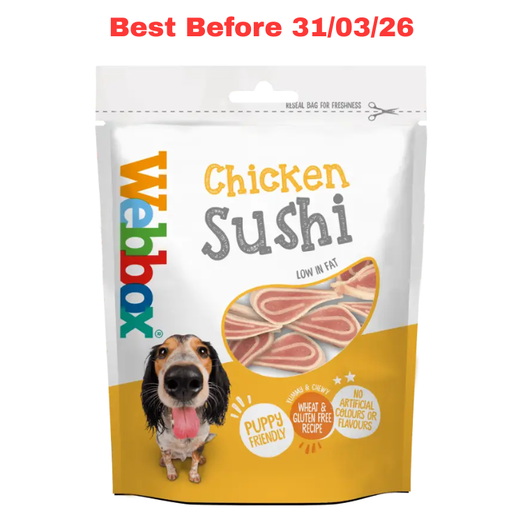 Webbox Chicken Sushi Dog Treats 80g – Short Dated
