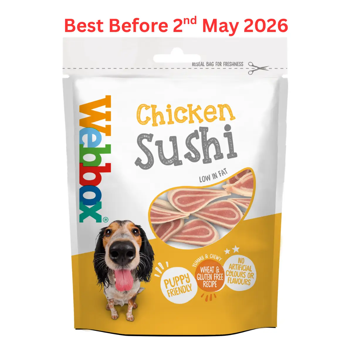 Webbox Chicken Sushi Dog Treats 80g – Short Dated