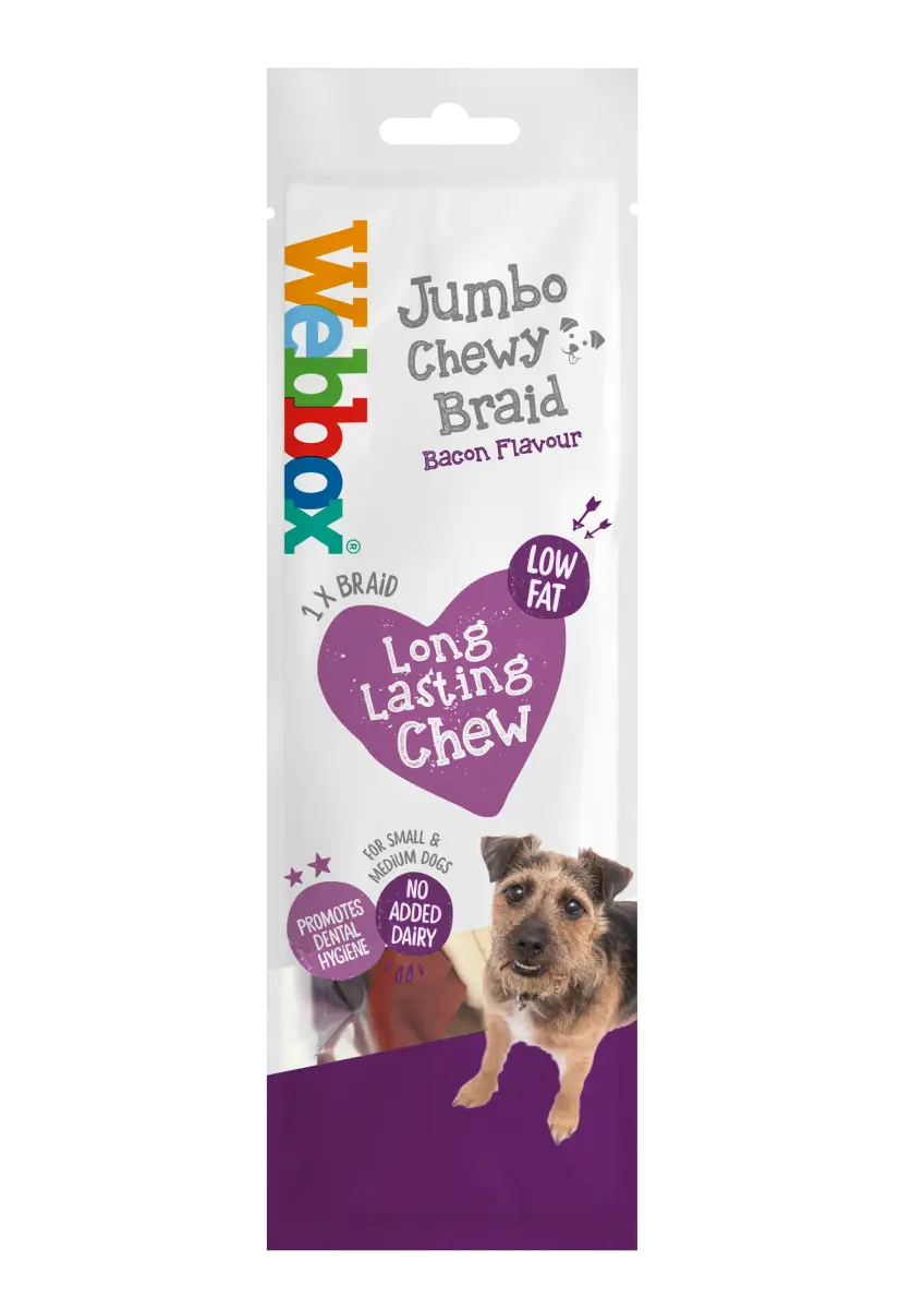 Webbox Jumbo Chewy 3 in 1 Braid Bacon Flavour – Short Dated