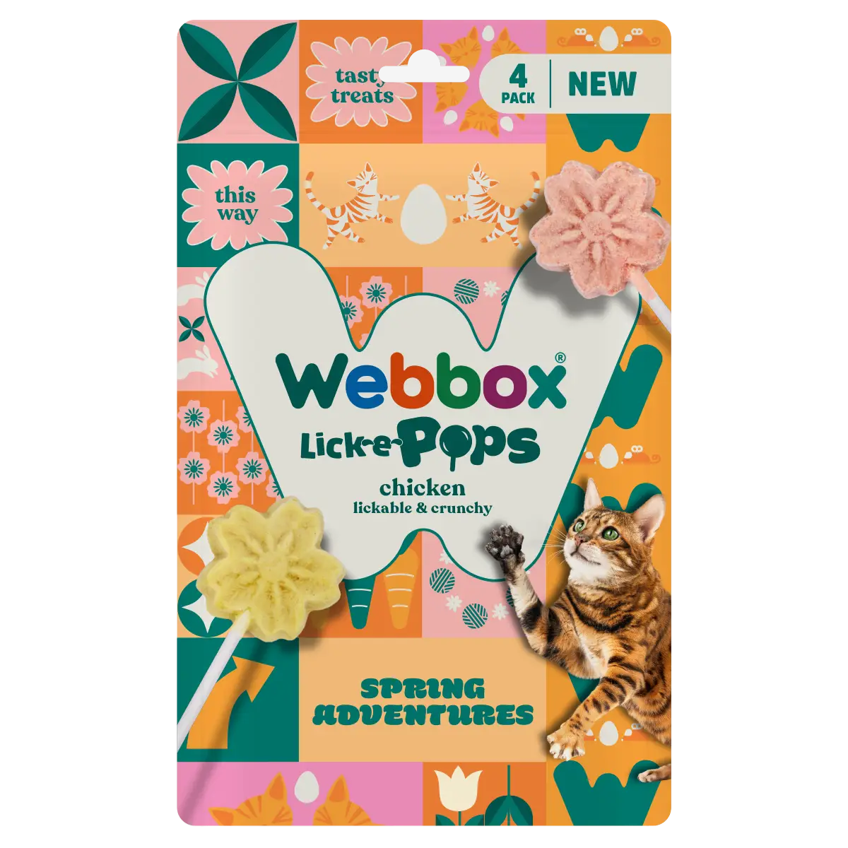 Webbox Lick-e-Pops Chicken Flowers Cat Treats 4 Pack