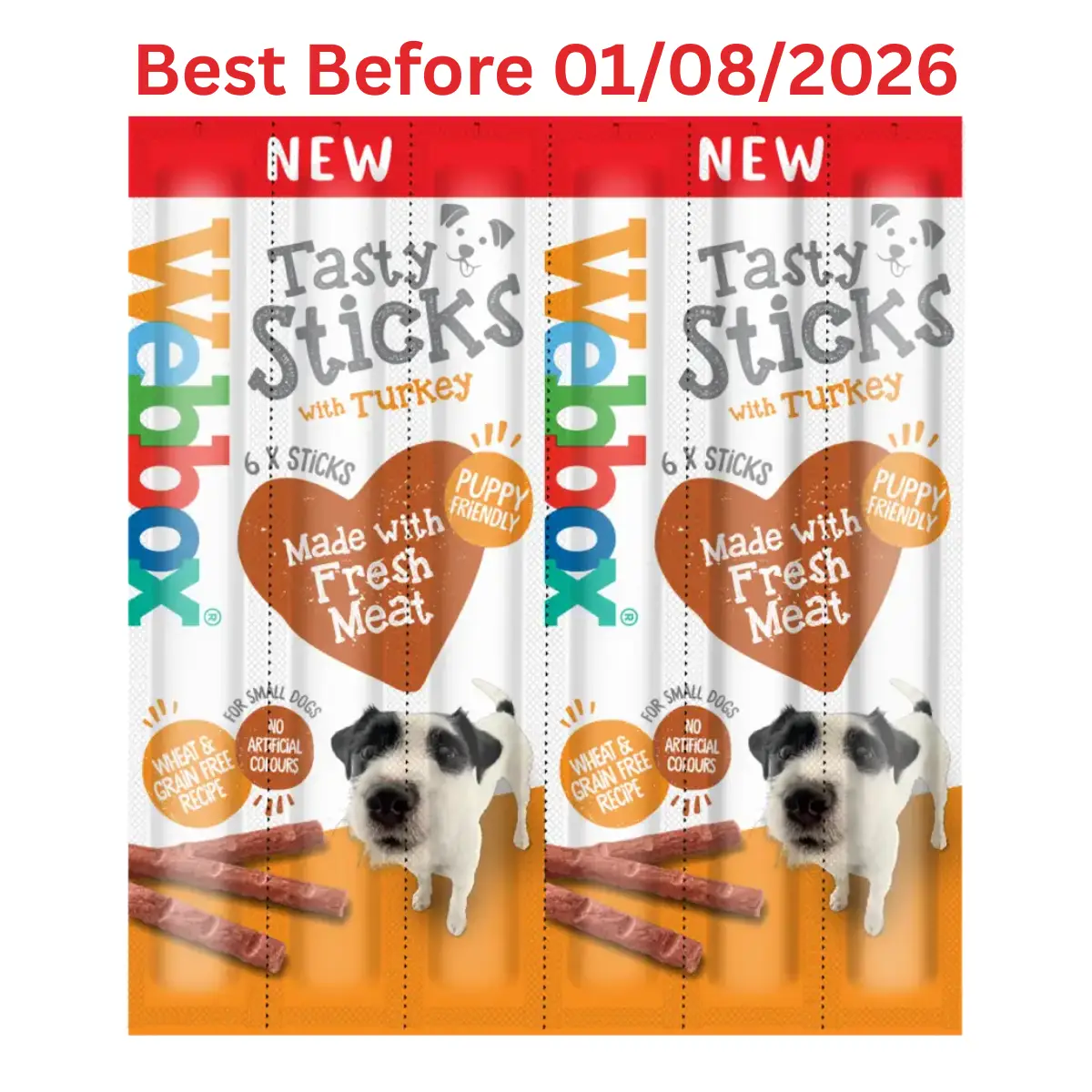 Webbox Tasty Sticks with Turkey Dog Treats – Small 30g – Short Dated