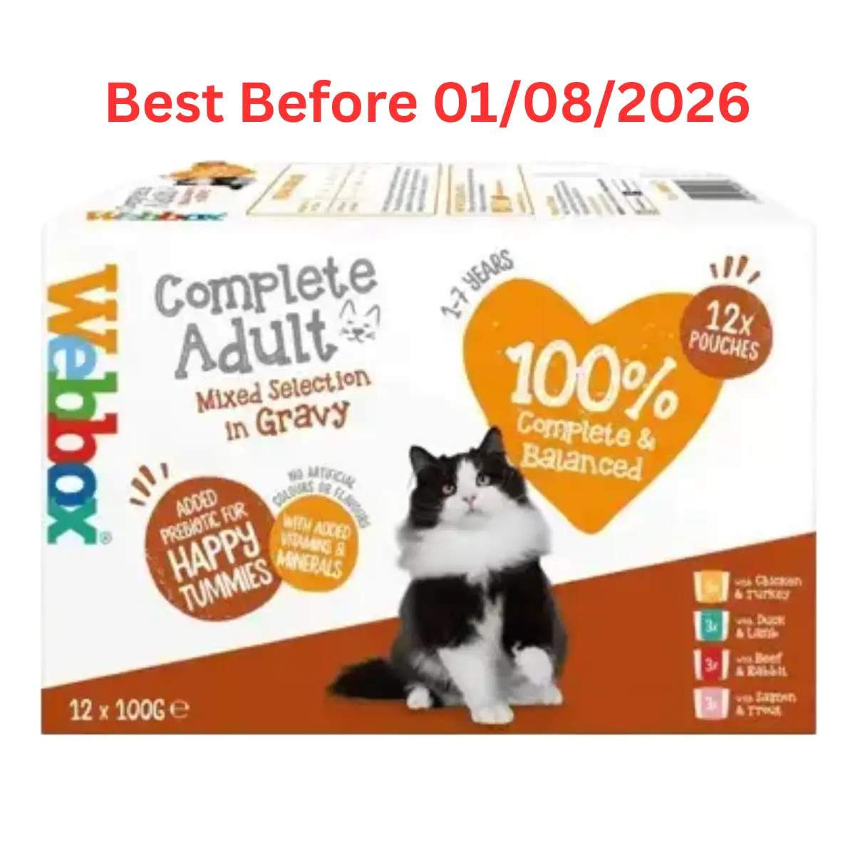Webbox Complete Adult Mixed Selection in Gravy Wet Cat Food – 12 x 100g – Short Dated