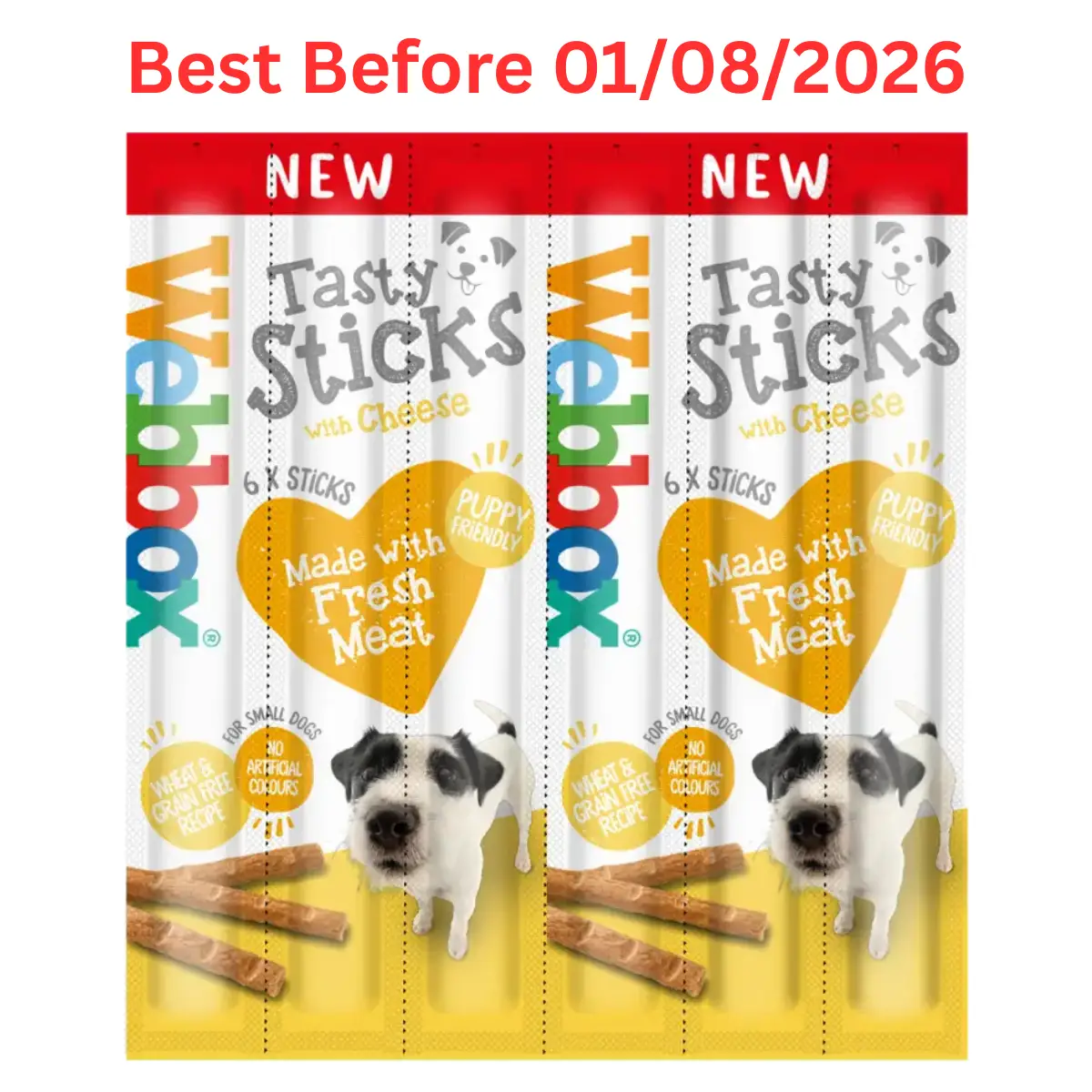 Webbox Tasty Sticks with Cheese Dog Treats – Small 30g – Short Dated